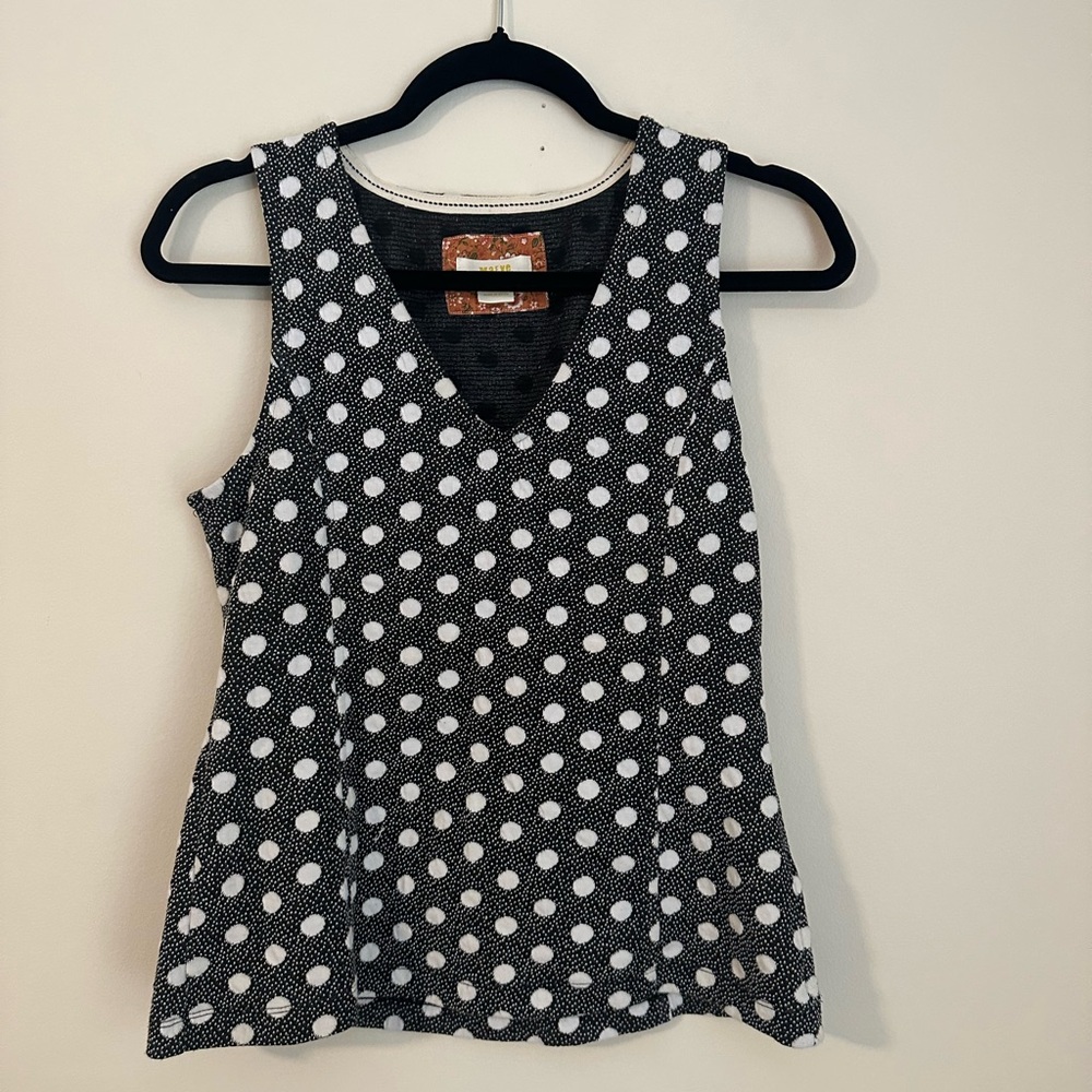 Anthropologie Black and White Polka Dot Tank Top